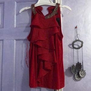 Alfani red ruffle tank top